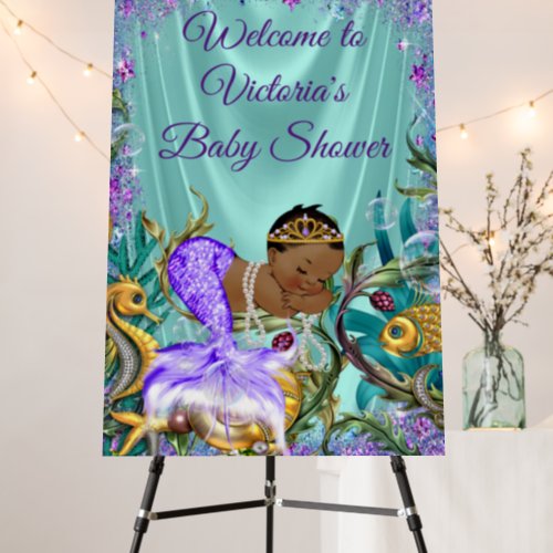 African American Mermaid Baby Shower Welcome Sign