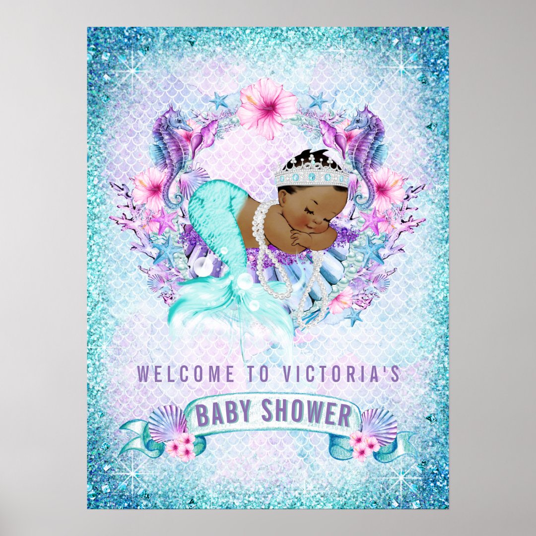 African American Mermaid Baby Shower Signs Zazzle