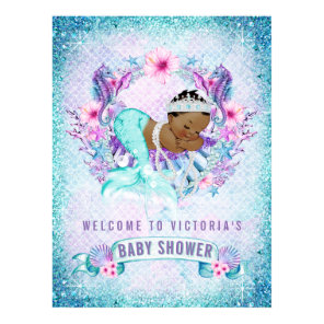 African American Mermaid Baby Shower Welcome Signs
