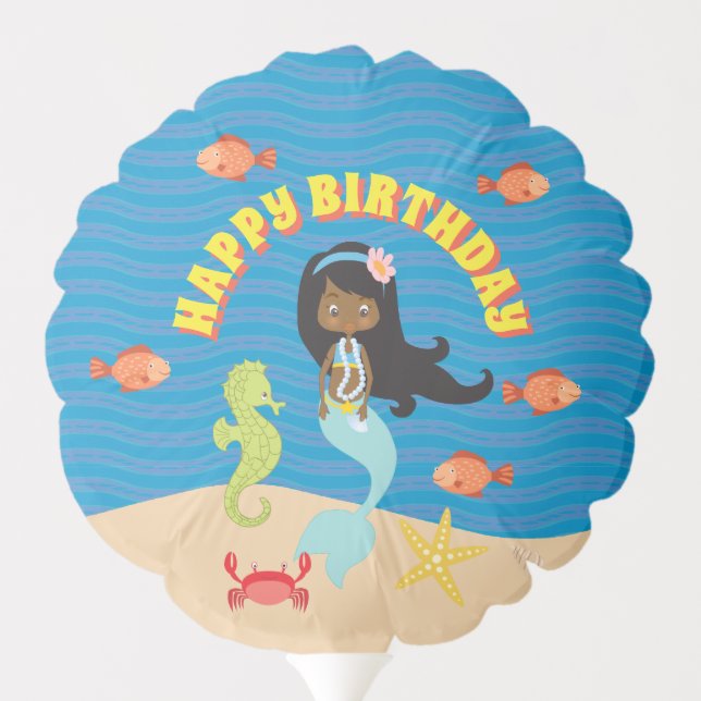 African American Mermaid Balloon (Back)