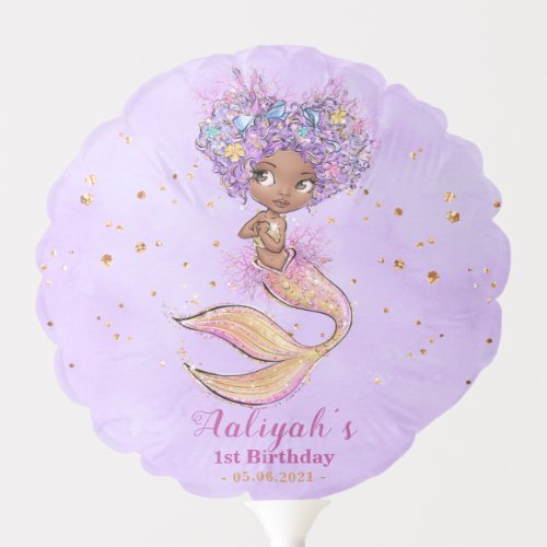 African American Mermaid Birthday Party Balloon