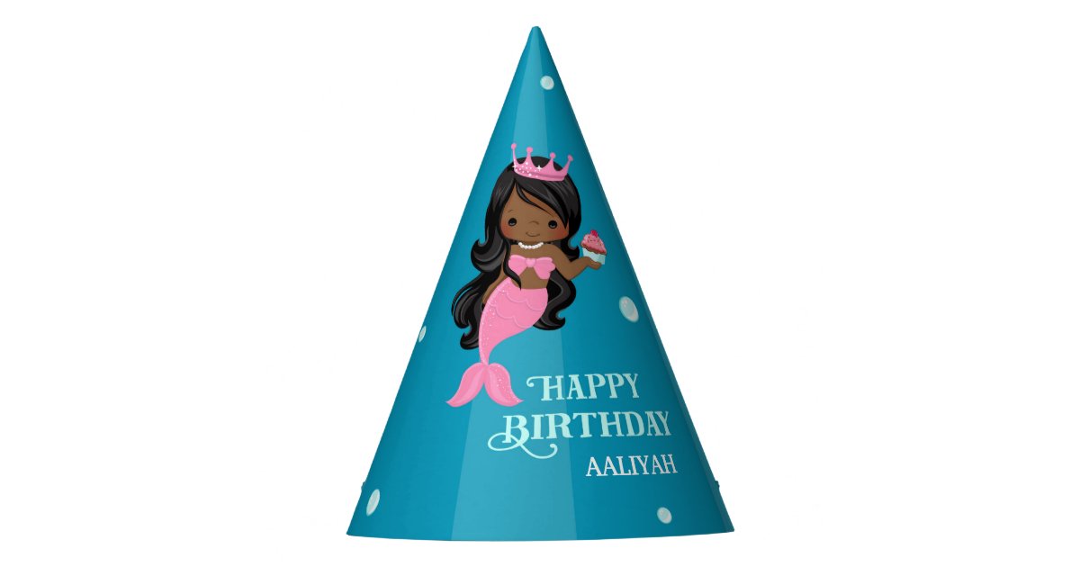 African American Mermaid Birthday Party Hat Zazzle