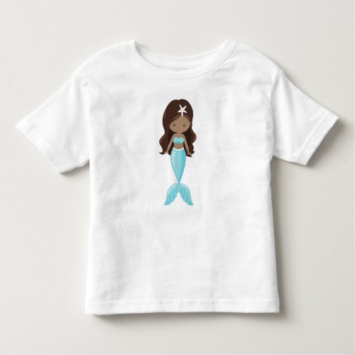 African American Mermaid Cute Mermaid Blue Tail Toddler T_shirt