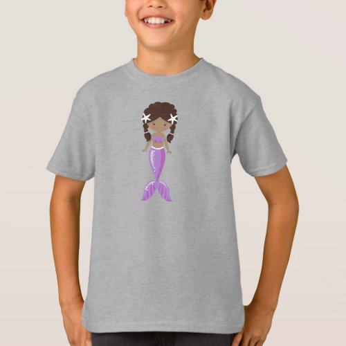 African American Mermaid Cute Mermaid Tail T_Shirt