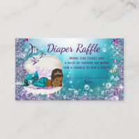 African American Mermaid Diaper Raffle Tickets Enclosure Card