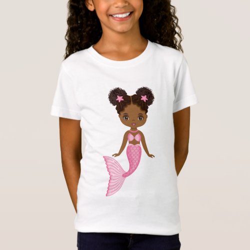 African American Mermaid Girl T_Shirt