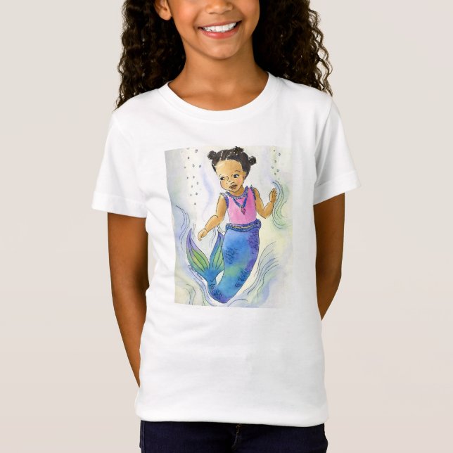African American Mermaid girls tshirt (Front)