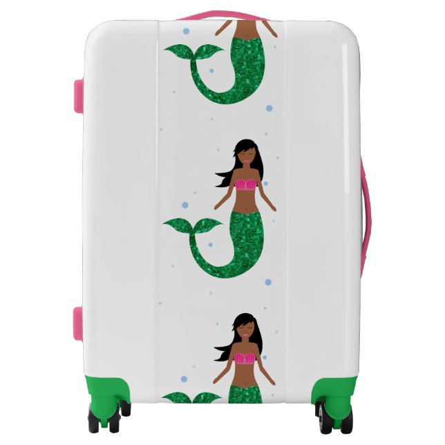 african american mermaid luggage (Front)