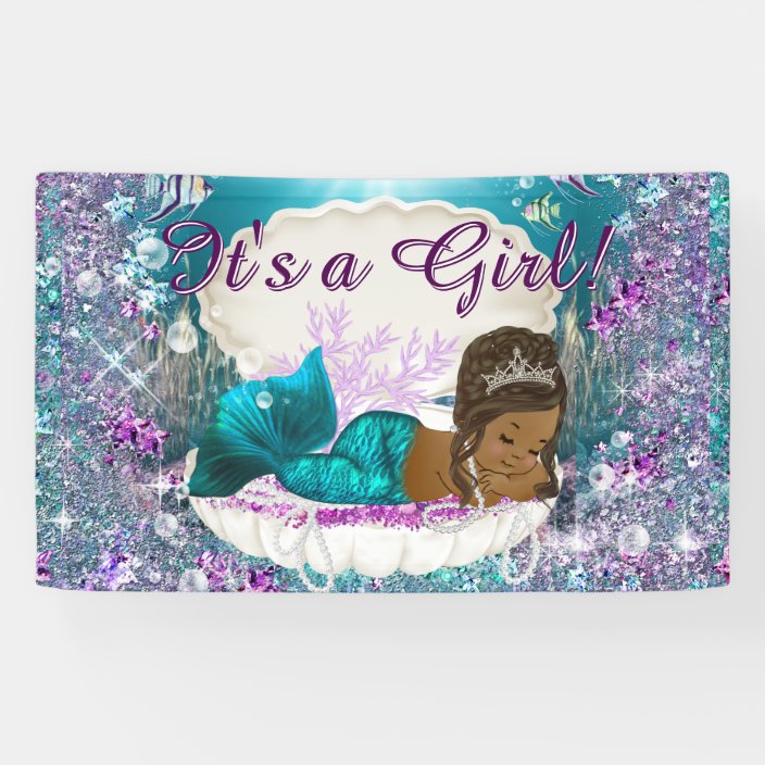 Download Banners Signs Digital Under The Sea Baby Shower Welcome Sign Mermaid African American Baby Shower Welcome Sign Party Decor