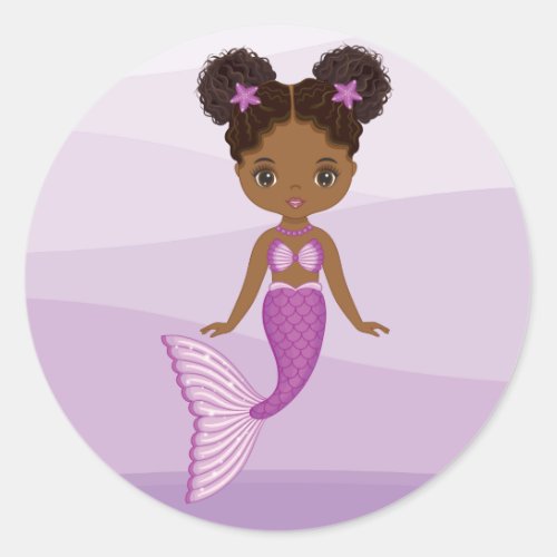 African American Mermaid Round Sticker