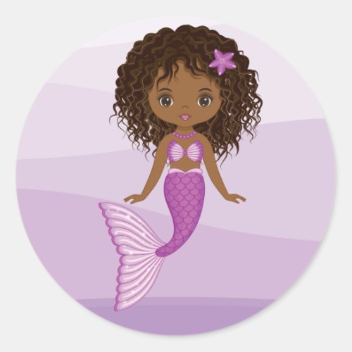 African American Mermaid Round Sticker