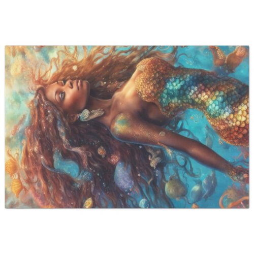 African American Mermaid Under the Sea Tissue Paper