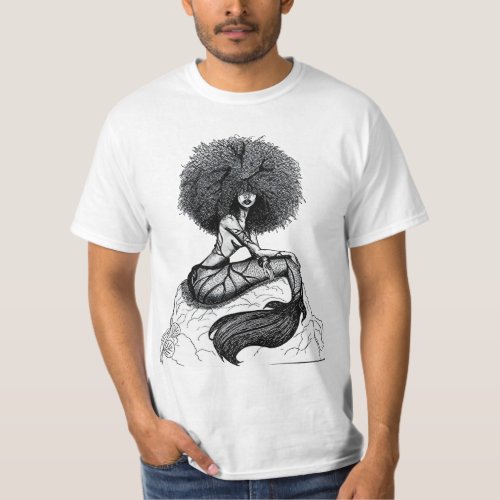  African American Mermaid Wall Art T_Shirt