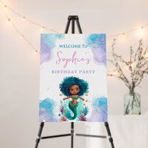 African American Mermaid Welcome Sign