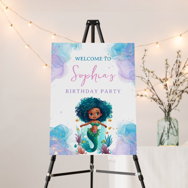 African American Mermaid Welcome Sign (In Situ (Stand))
