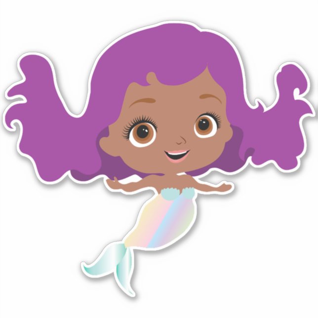 African American Mermaid With Purple Hair Sticker (Front)