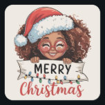 African American Merry Christmas African Black  Square Sticker<br><div class="desc">African American Merry Christmas African Black</div>
