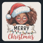 African American Merry Christmas African Black  Square Sticker<br><div class="desc">African American Merry Christmas African Black</div>