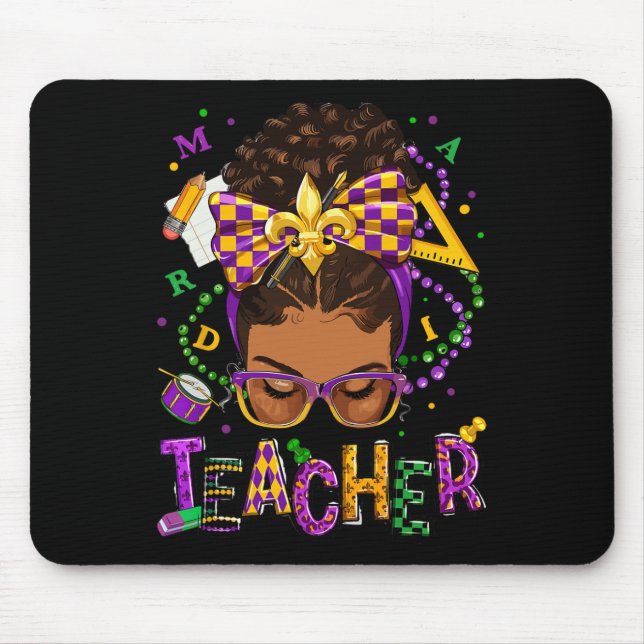 African American Messy Bun Mardi Gras New Orleans  Mouse Pad (Front)