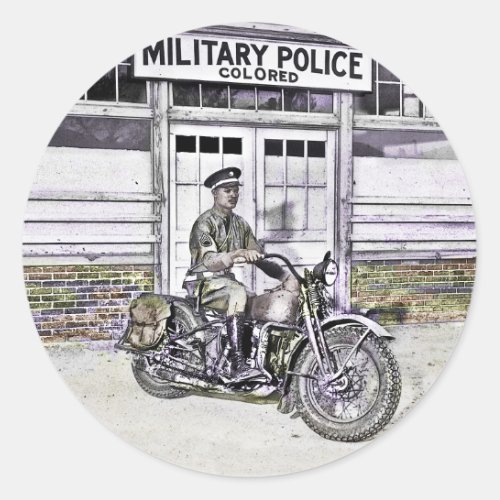 African American Military Policeman WWII Classic Round Sticker