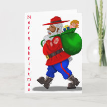 African American Military Santa Greeting Card