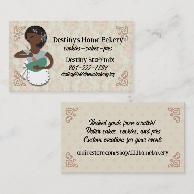 African American mixing bowl woman baking bakery B Business Card (Front/Back)