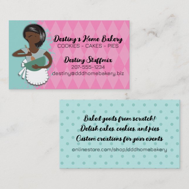African American mixing bowl woman baking bakery B Business Card (Front/Back)