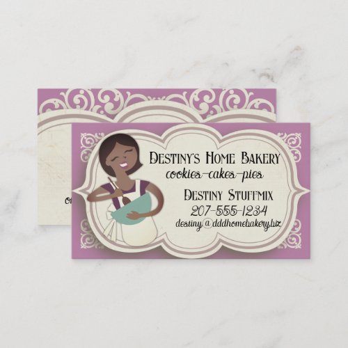 African American mixing bowl woman baking bakery Business Card