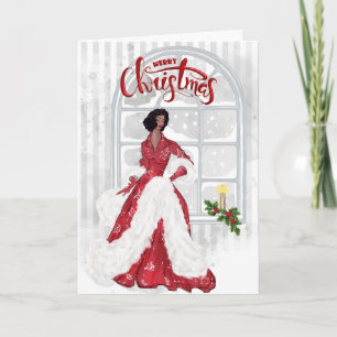 African American Modern Woman Christmas Card