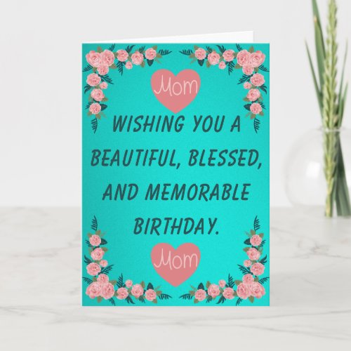 African American Mom Birthday Pink Roses Hearts  Card