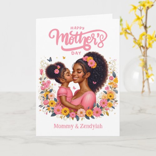 African American Mom  Daughter Happy Mothers Day Card