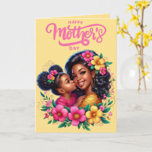 African American Mom & Daughter Happy Mother's Day Card