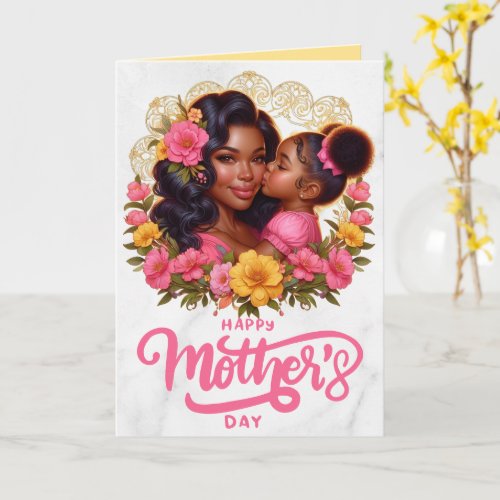 African American Mom  Daughter Happy Mothers Day Card