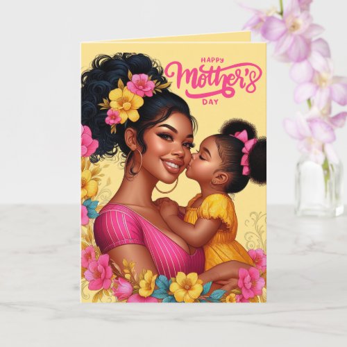 African American Mom  Daughter Happy Mothers Day Card