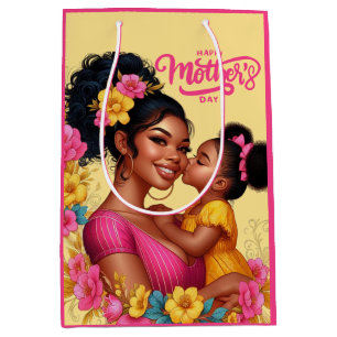 African American Mom & Daughter Happy Mother's Day Medium Gift Bag