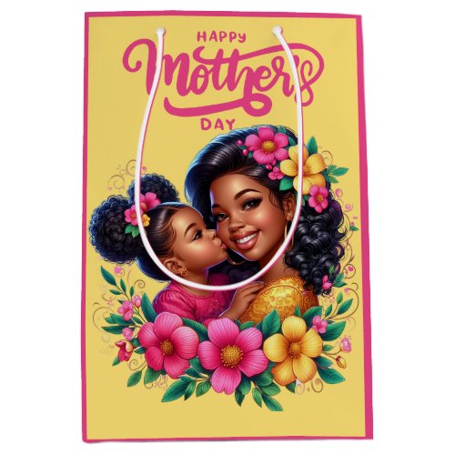 African American Mom  Daughter Happy Mothers Day Medium Gift Bag