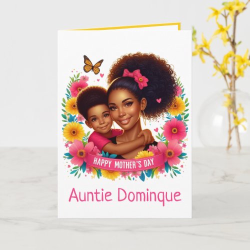 African American Mom  Son Happy Mothers Day Card