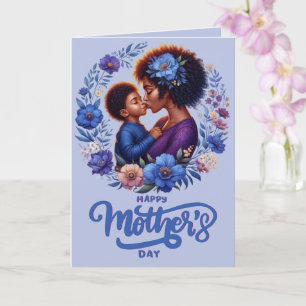 African American Mom & Son Happy Mother's Day Card
