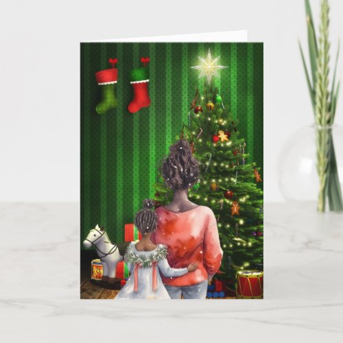 African American Mother  Daughter Christmas Card