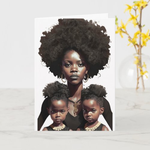African_American Mother  Twins Mothers Day Card