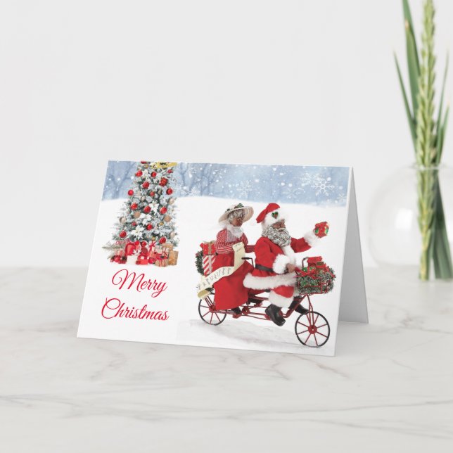 African American Mr. & Mrs. Claus Christmas Card (Front)