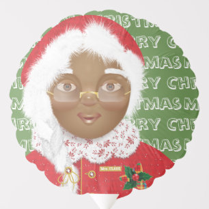 African American Mrs Claus Christmas Holiday Balloon