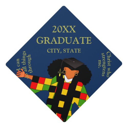 African American National Colors 2024 Graduate Graduation Cap Topper