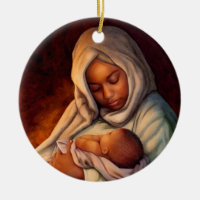 African American Nativity Art Christmas Ornaments