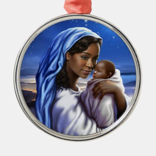 African American Nativity Art Christmas Ornaments