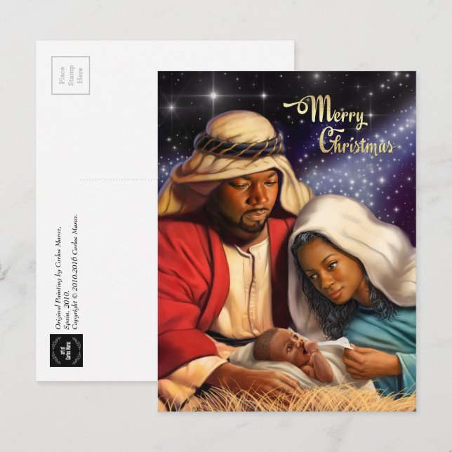 African American Nativity Art Christmas Postcards (Front/Back)