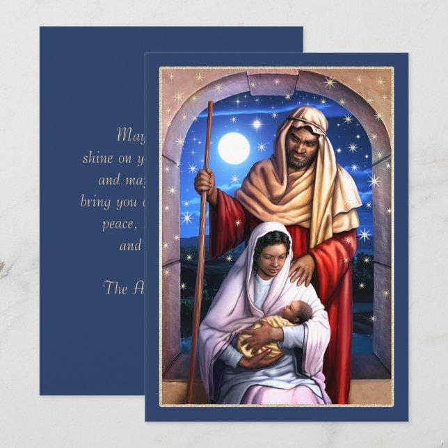 African American Nativity Art Flat Christmas Cards (Front/Back)