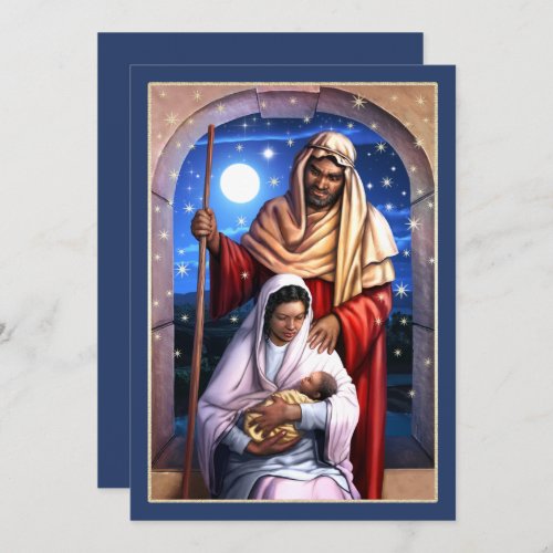 African American Nativity Art Flat Christmas Cards