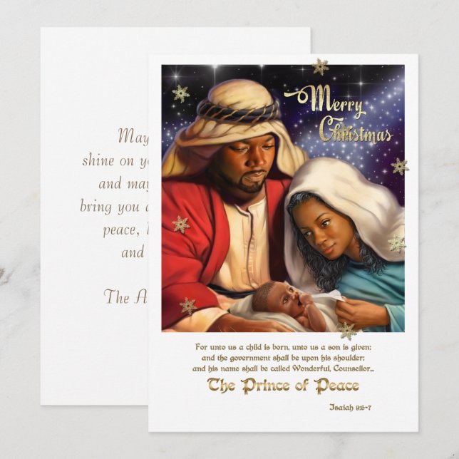 African American Nativity Art Flat Christmas Cards (Front/Back)