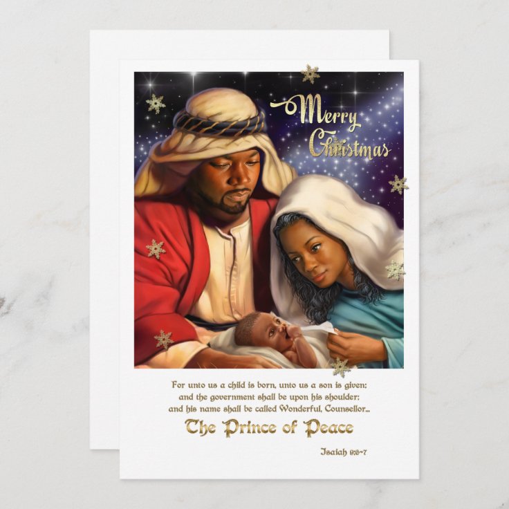 African American Nativity Art Flat Christmas Cards | Zazzle